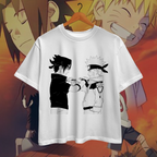 Naruto & Sasuke Shuriken Standoff – White Graphic Tee
